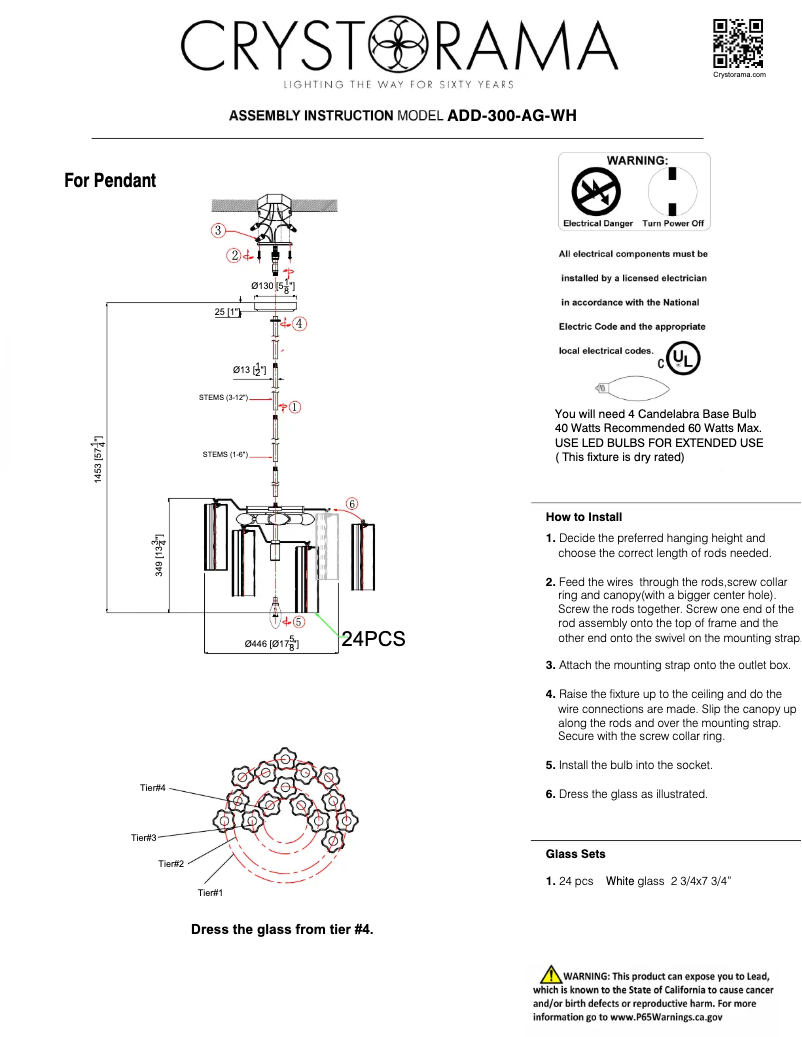 Página nº 1 - Manual de usuario Crystorama Addis ADD-300-AG-WH