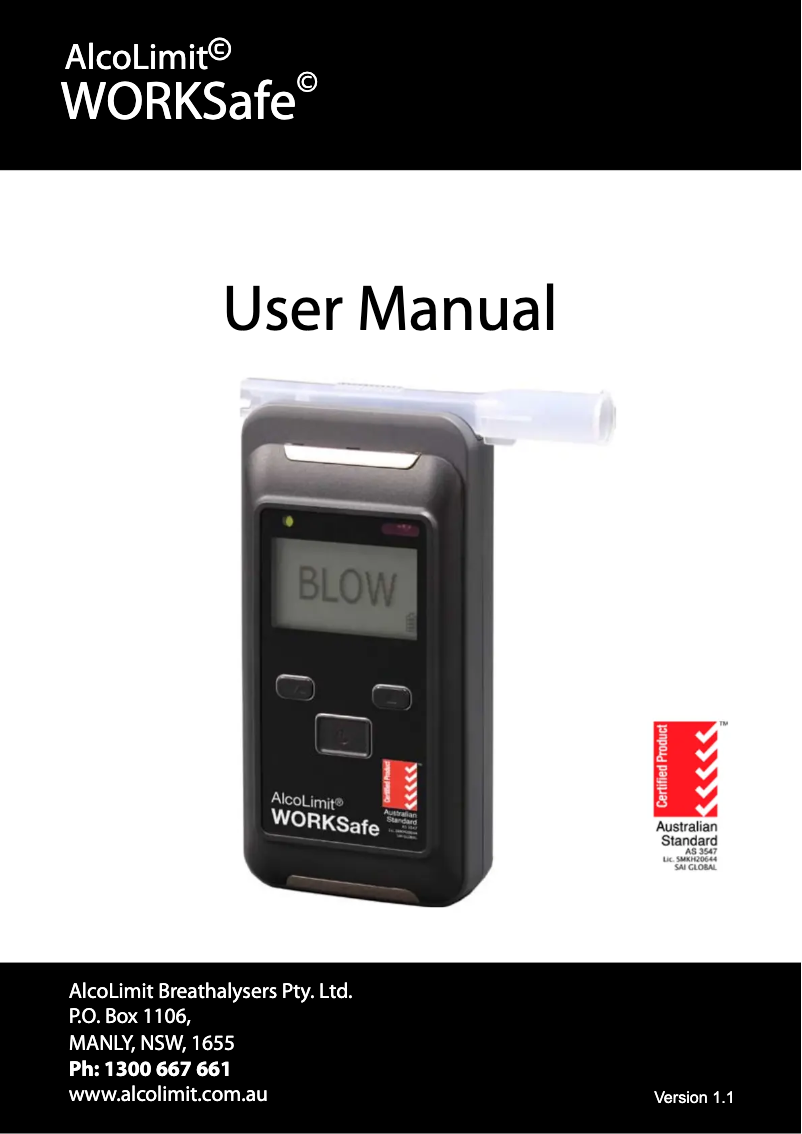 Imagen de la primera página del manual del dispositivo WORKSafe