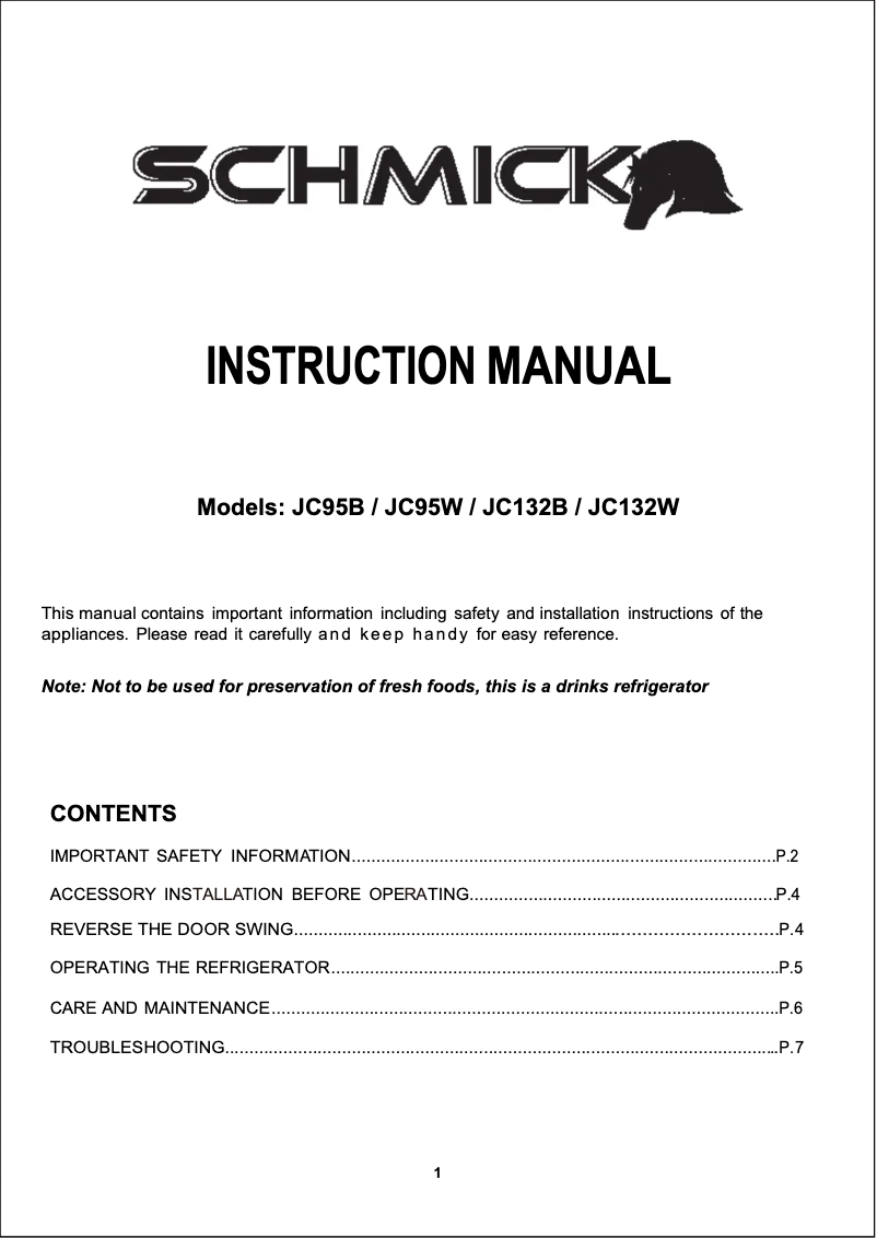 Página 1 del manual Manual de usuario Schmick JC95W