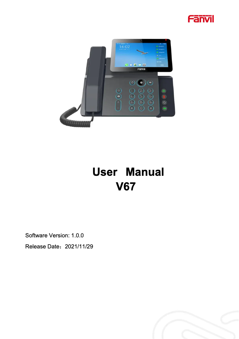 Imagen de la primera página del manual del dispositivo V67