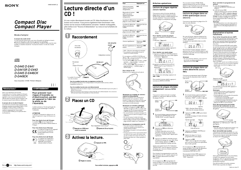 Imagen de la primera página del manual del dispositivo Discman D-E446CK