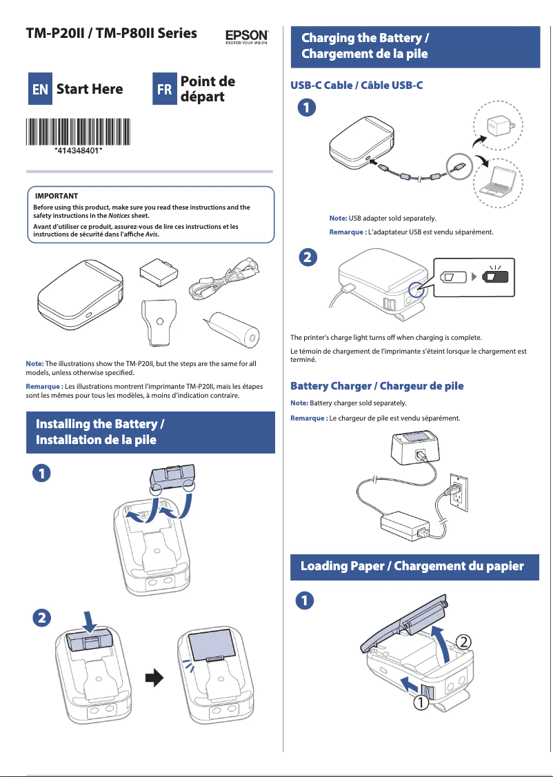 Página 1 del manual Guía de instalación Epson Mobilink TM-P80II Plus