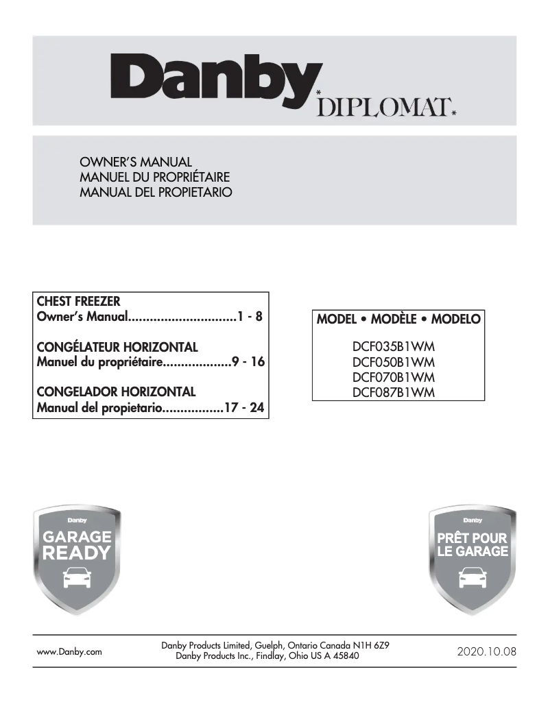 Página nº 1 - Manual de usuario Danby DCF070B1WM