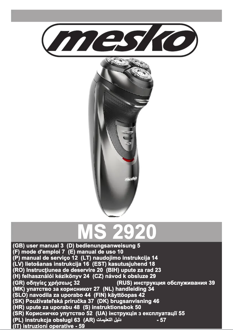 Página 1 del manual Manual de usuario Mesko MS 2920