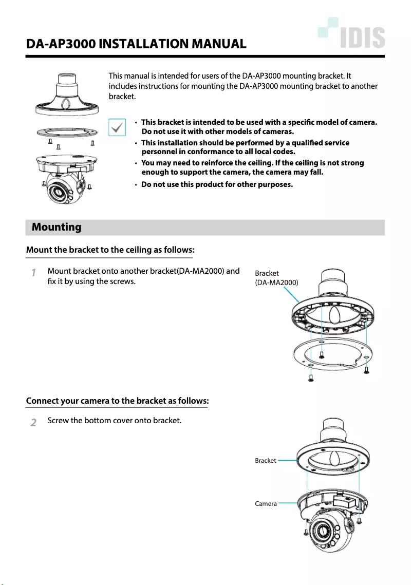 Página 1 del manual Manual de usuario IDIS DA-AP3000