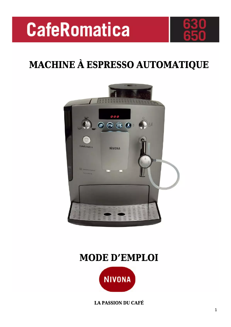 Imagen de la primera página del manual del dispositivo CafeRomatica 630