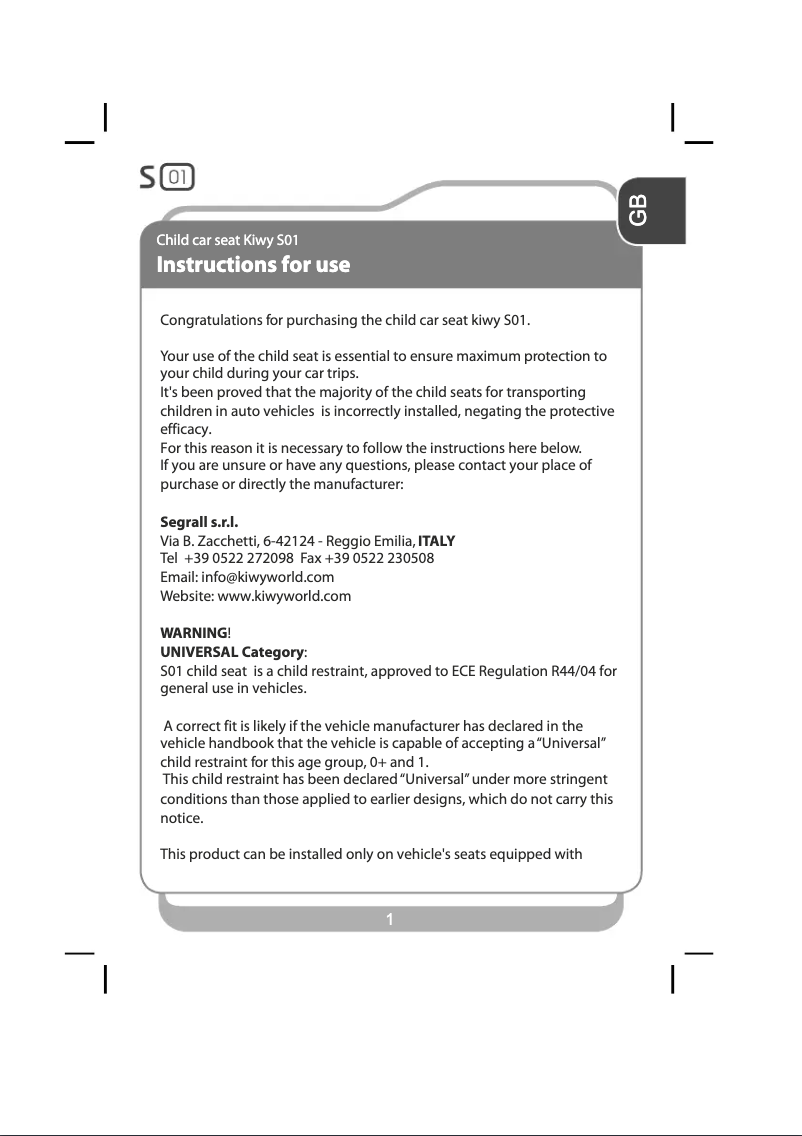 Imagen de la primera página del manual del dispositivo S01