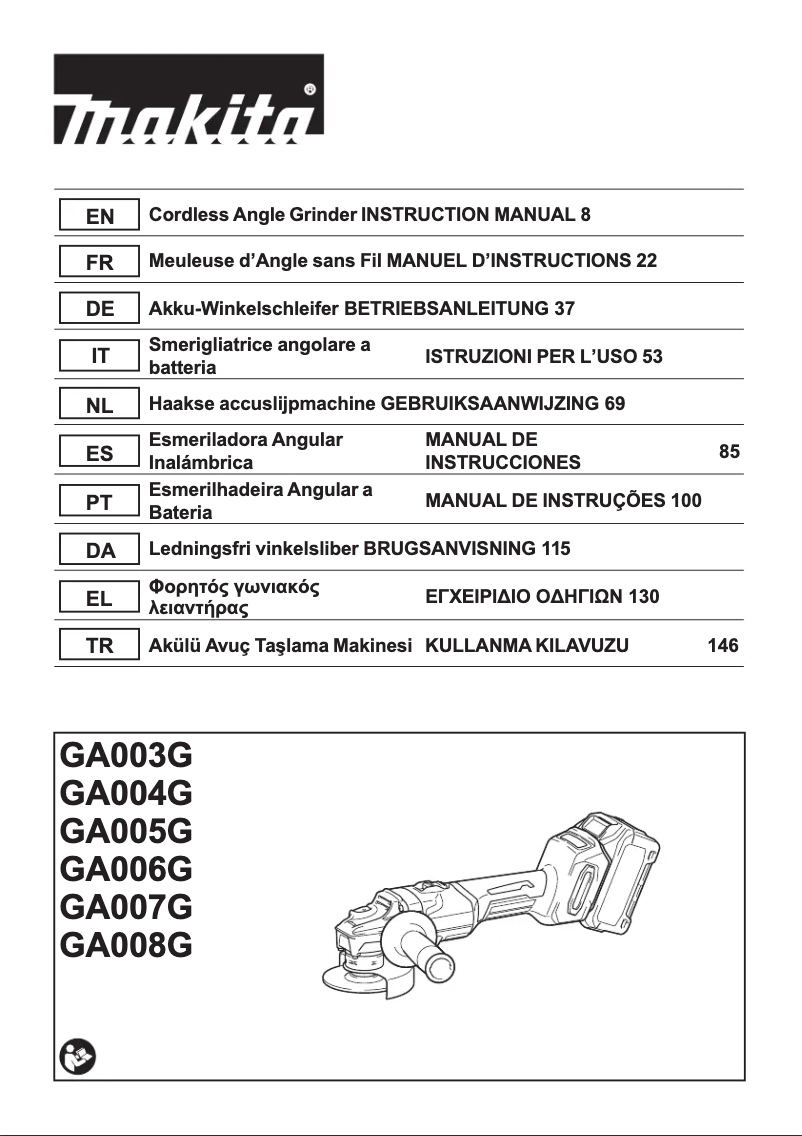 Página 1 del manual Manual de usuario Makita GA005G