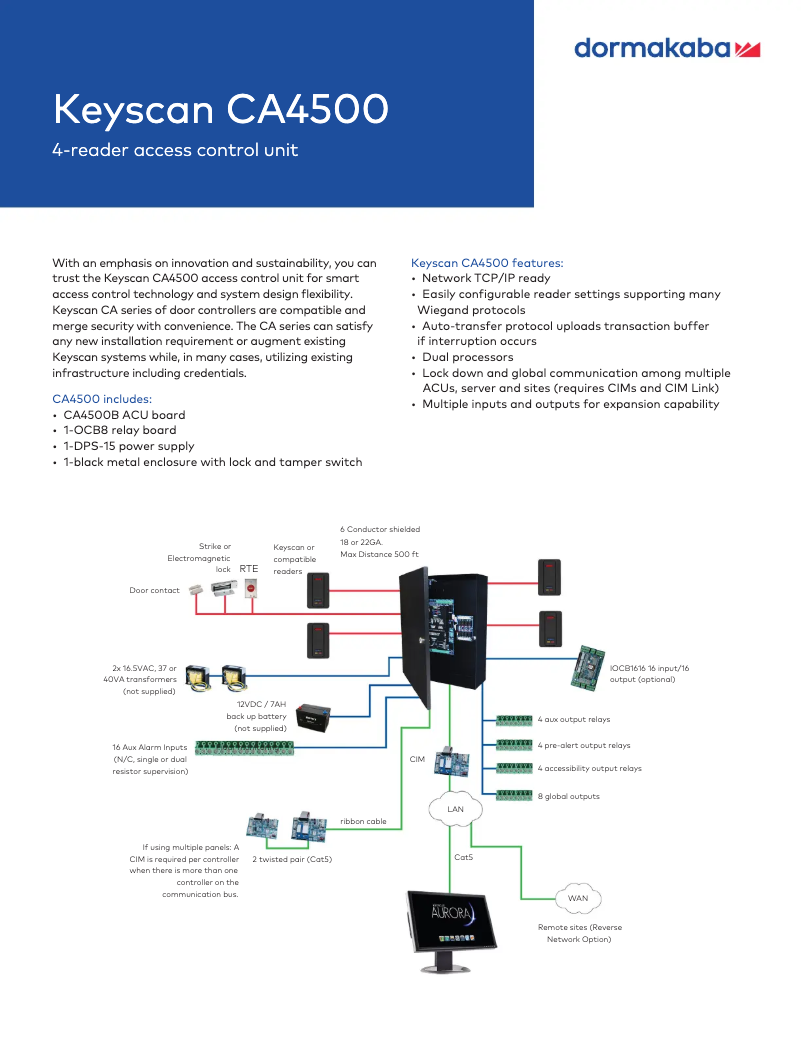 Imagen de la primera página del manual del dispositivo Keyscan CA4500