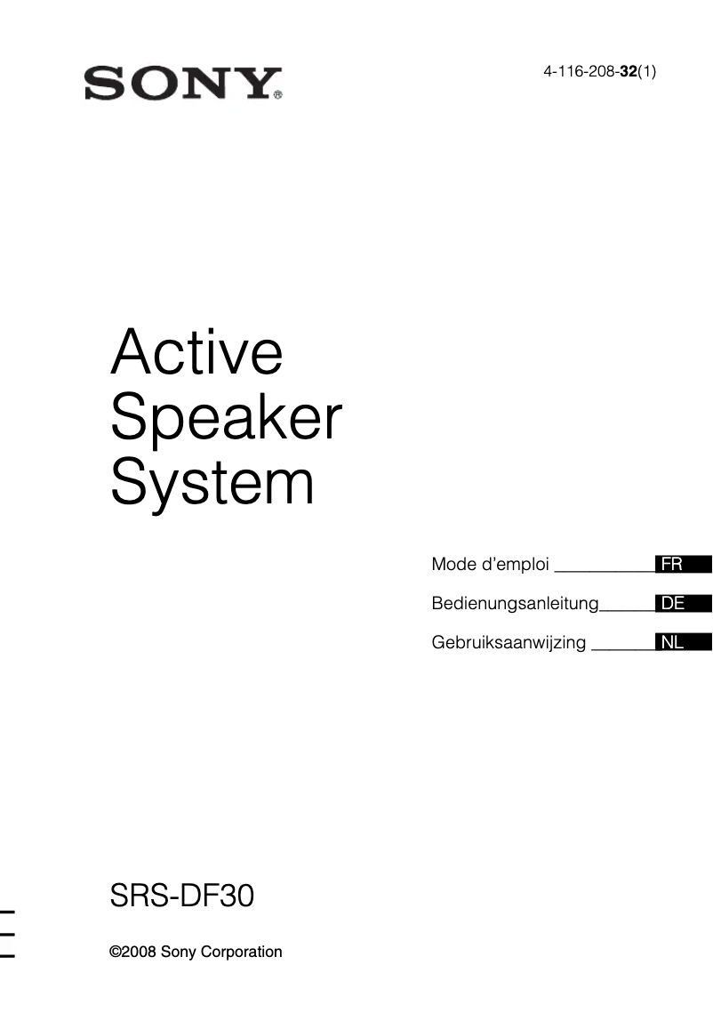 Imagen de la primera página del manual del dispositivo SRS-DF30