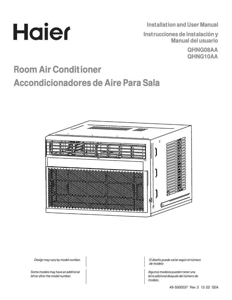 Página 1 del manual Guía de instalación Haier QHNG08AA