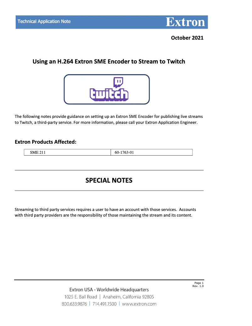 Página 1 del manual Manual de usuario Extron SME 211