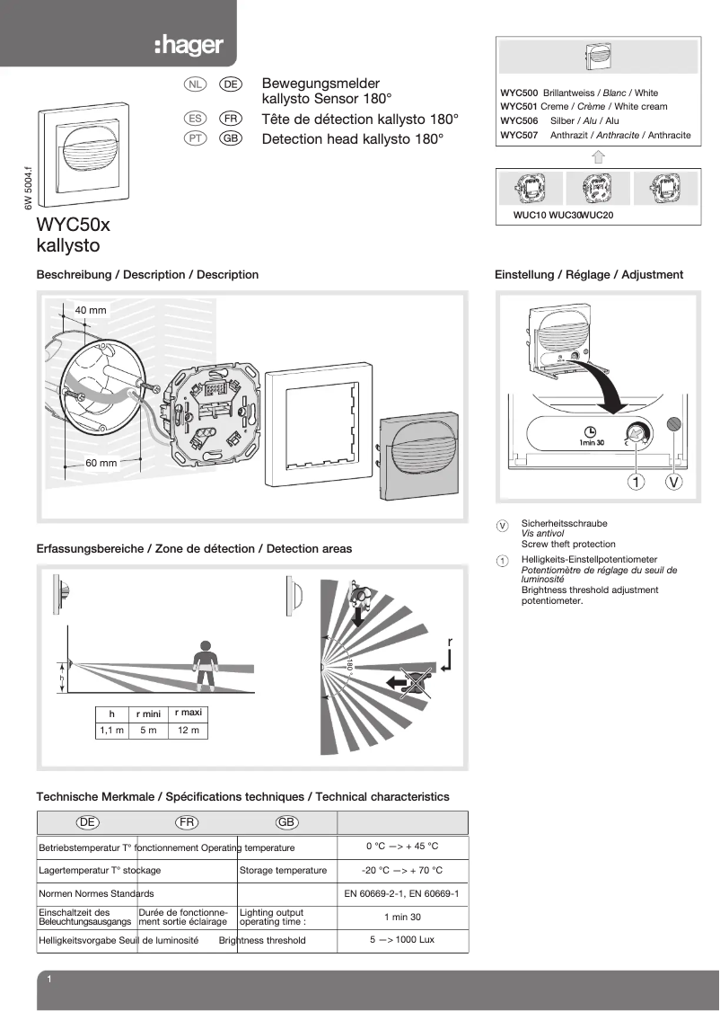 Imagen de la primera página del manual del dispositivo WYC507