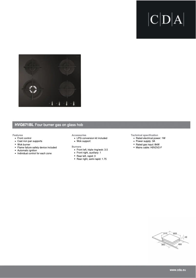 Imagen de la primera página del manual del dispositivo HVG671BL