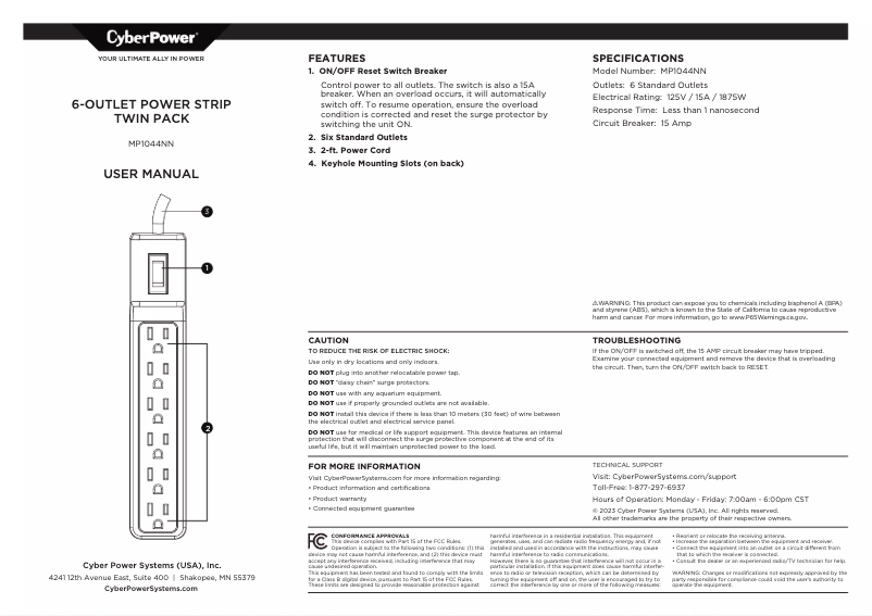 Imagen de la primera página del manual del dispositivo MP1044NN