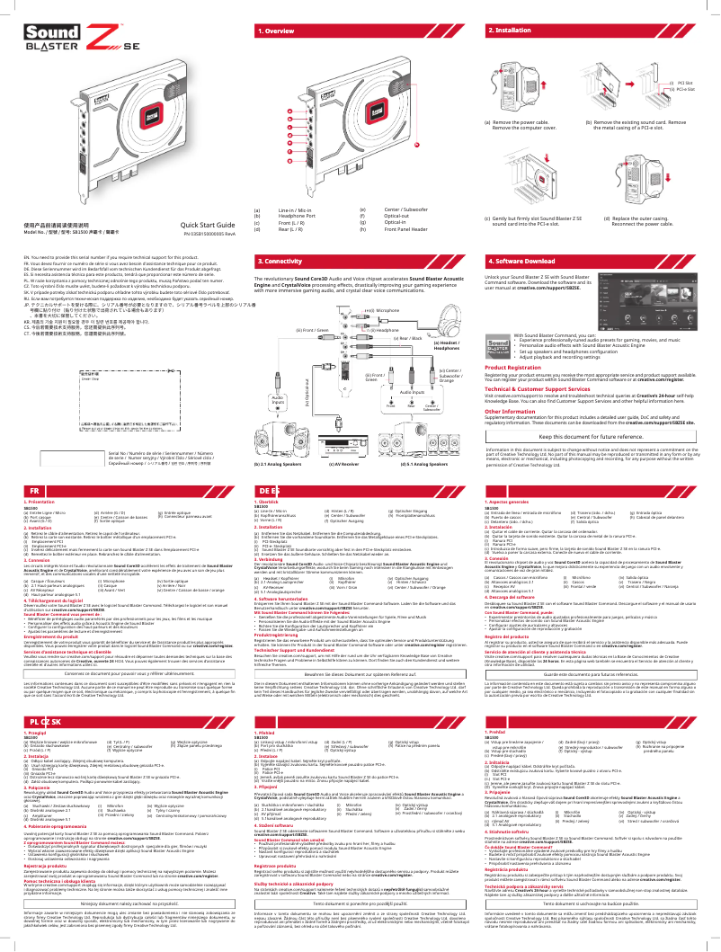 Página nº 1 - Guía de inicio rápido Creative Sound Blaster Z SE
