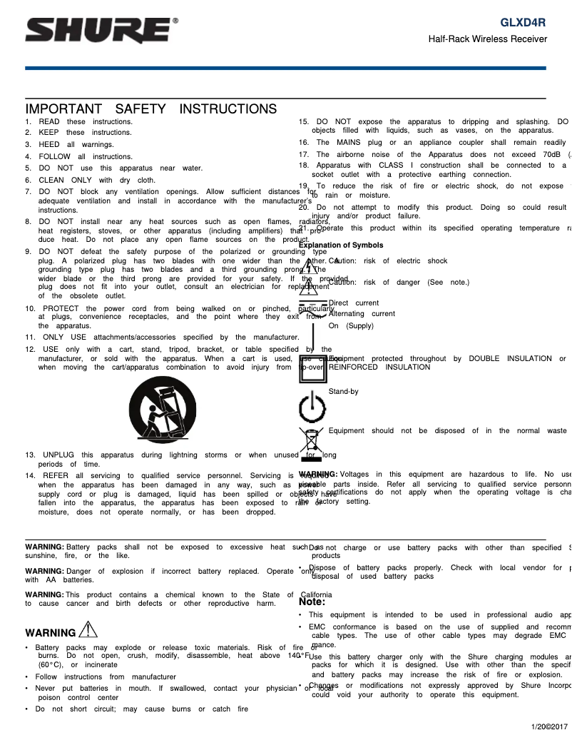 Página nº 1 - Manual de usuario Shure GLXD14R