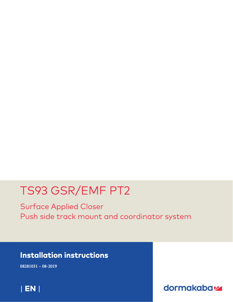 Página 1 del manual Manual de usuario Dormakaba TS93 GSR