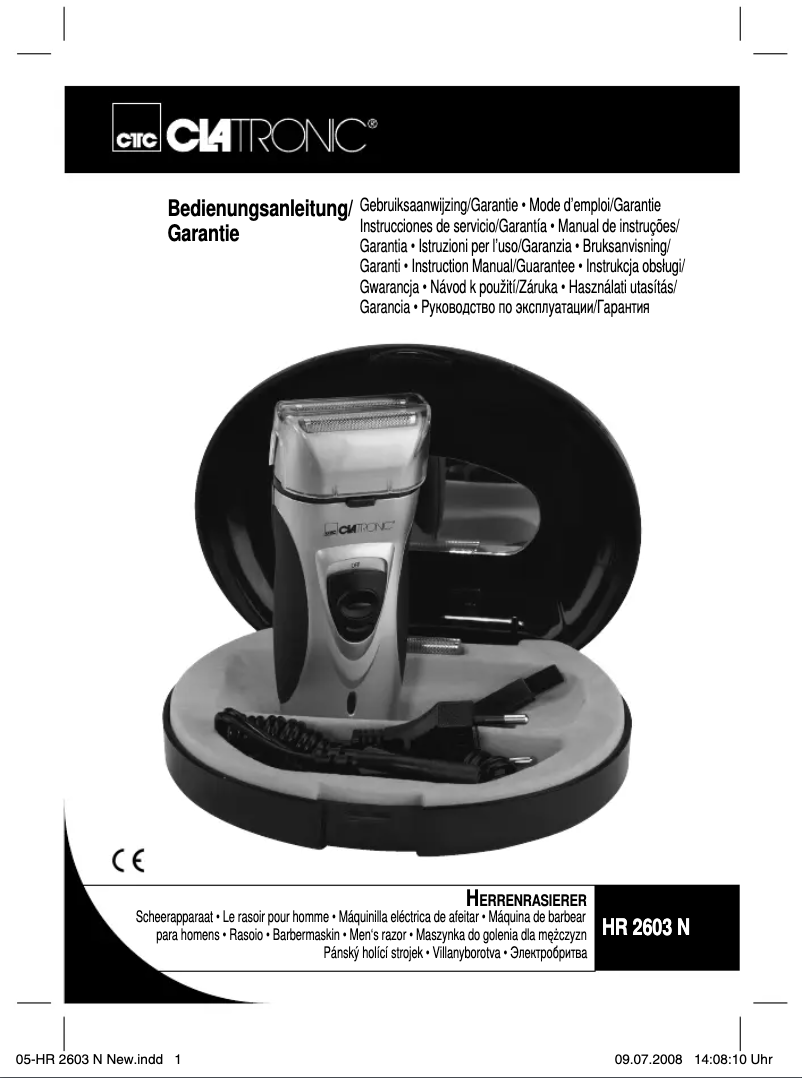 Imagen de la primera página del manual del dispositivo HR 2603