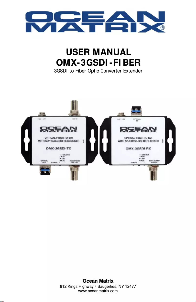 Página 1 del manual Manual de usuario Ocean Matrix OMX-3GSDI-FIBER
