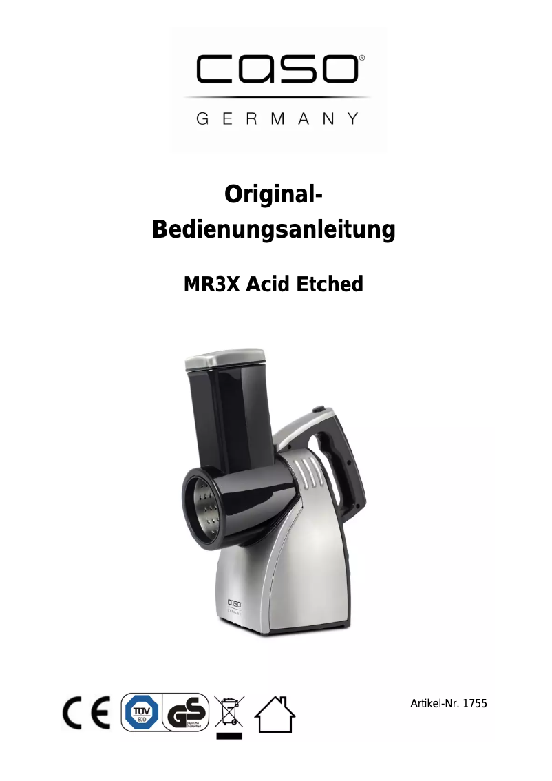 Imagen de la primera página del manual del dispositivo MR3X Acid Etched