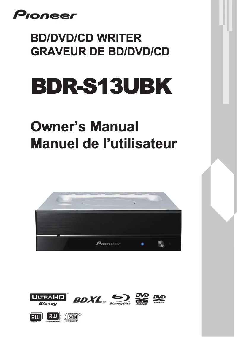 Imagen de la primera página del manual del dispositivo BDR-S13UBK