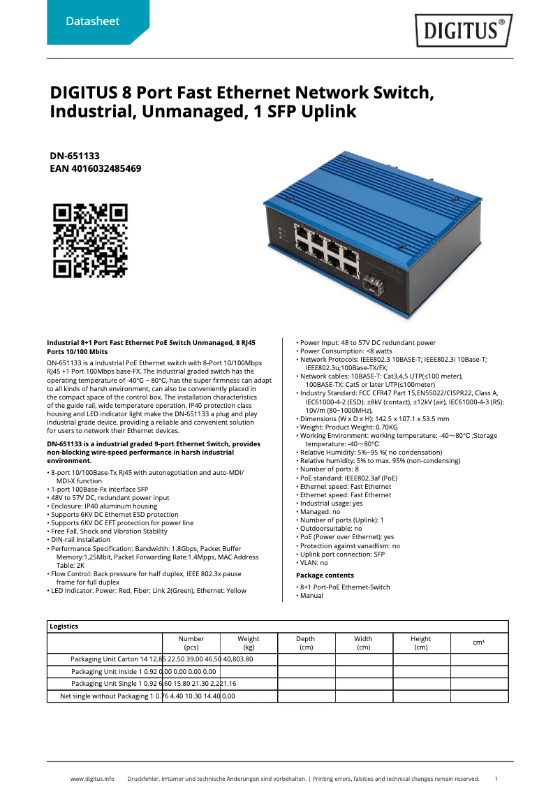 Imagen de la primera página del manual del dispositivo DN-651133