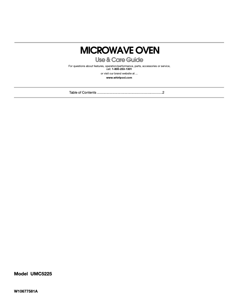 Página 1 del manual Manual de uso y mantenimiento KitchenAid UMC5225DB