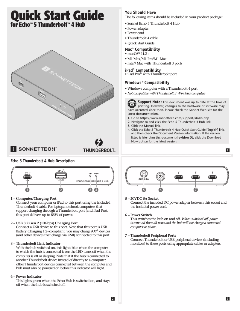 Imagen de la primera página del manual del dispositivo Echo 5 Thunderbolt 4 Hub