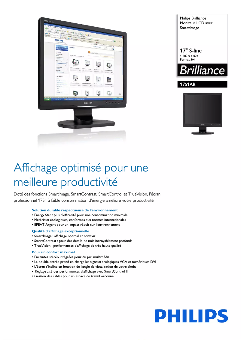 Imagen de la primera página del manual del dispositivo Brilliance 17S1AB