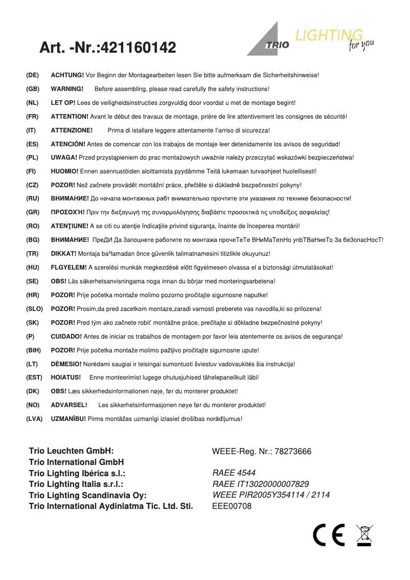 Imagen de la primera página del manual del dispositivo Pearl 421160142