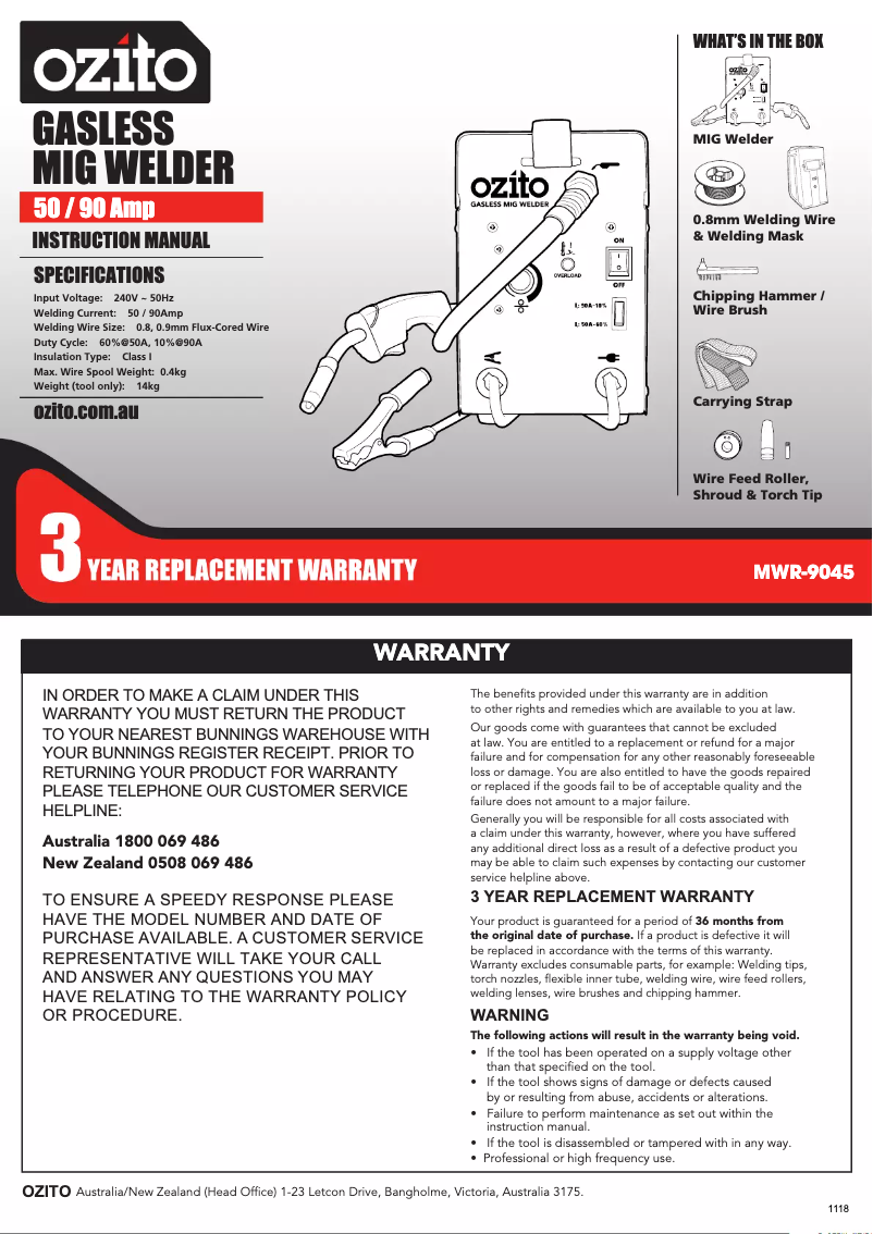 Página nº 1 - Manual de usuario Ozito MWR-9045