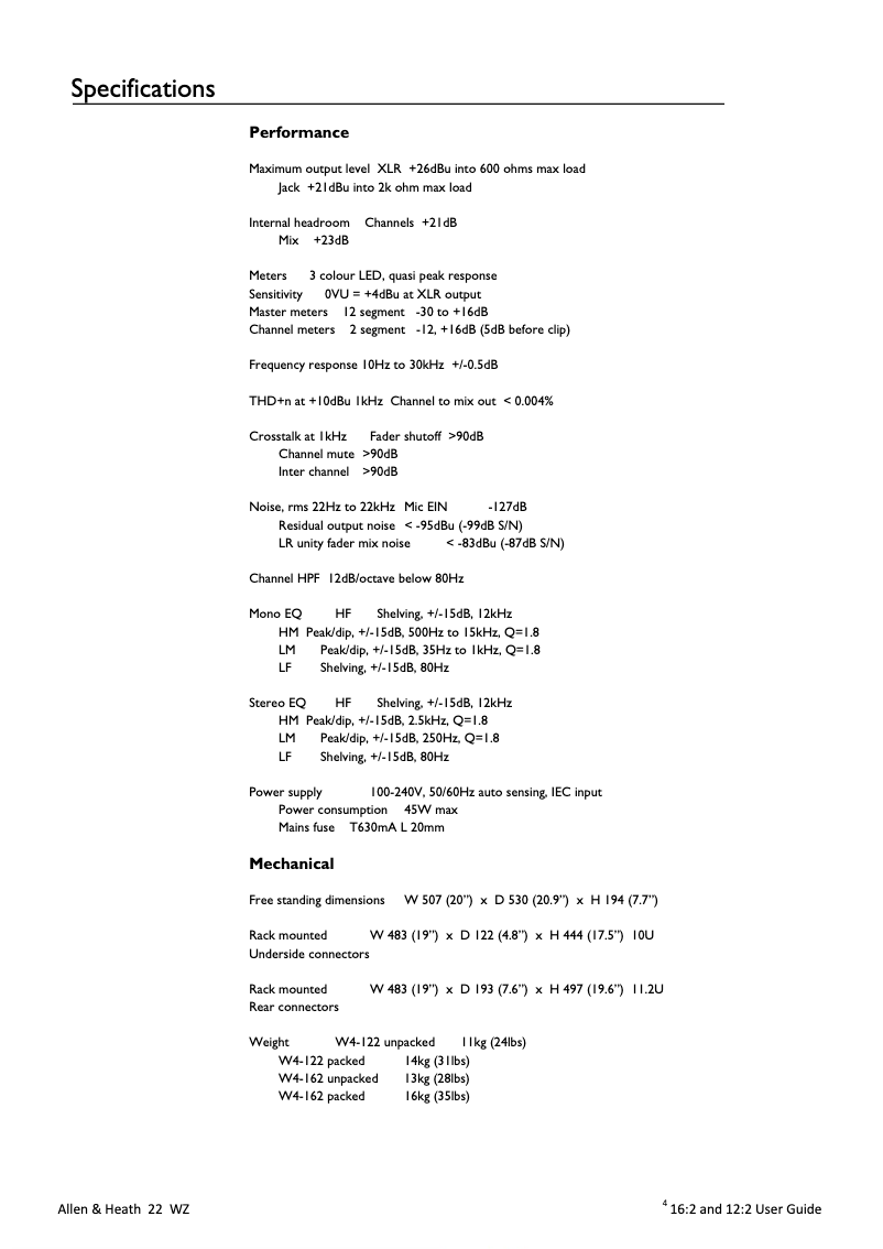 Imagen de la primera página del manual del dispositivo MIXWIZARD WZ4 12:2