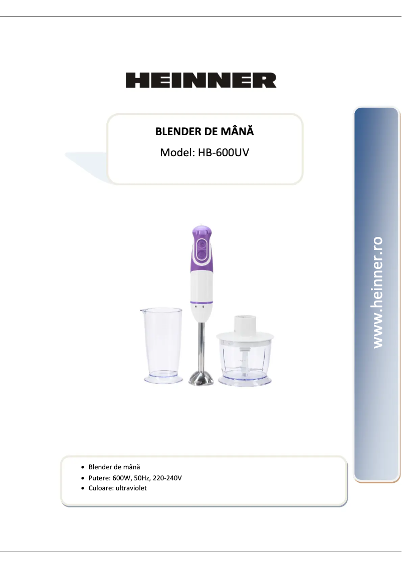 Imagen de la primera página del manual del dispositivo HB-600UV