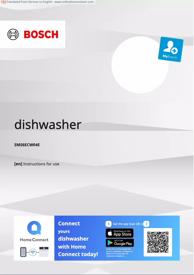 Página nº 1 - Manual de usuario Bosch SMS6ECW04E