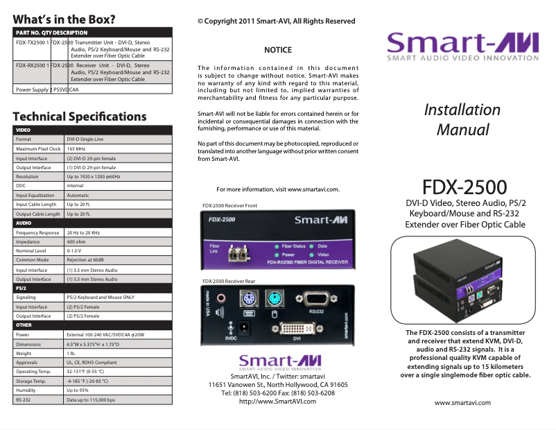 Página 1 del manual Manual de usuario Smart-AVI FDX-2500