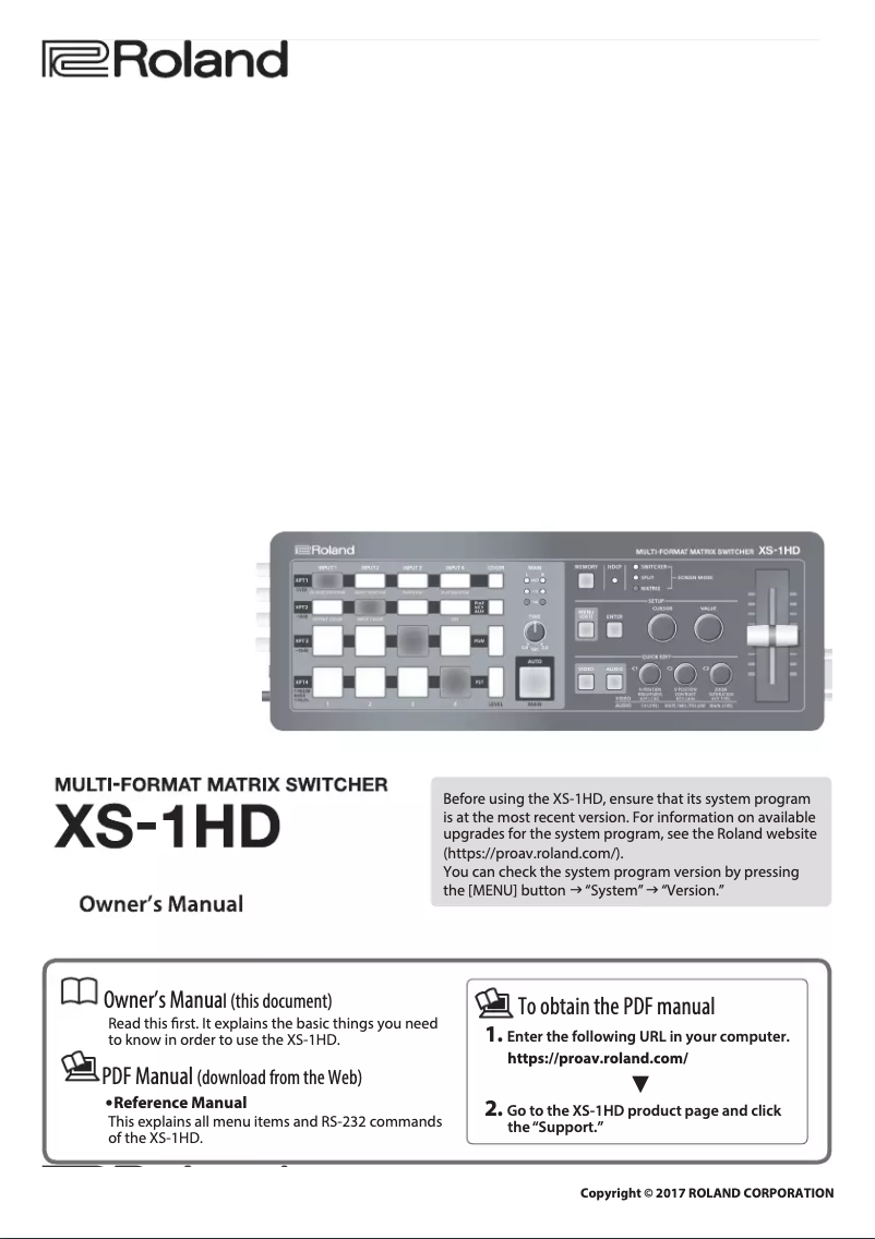 Página nº 1 - Manual de usuario Roland XS-1HD