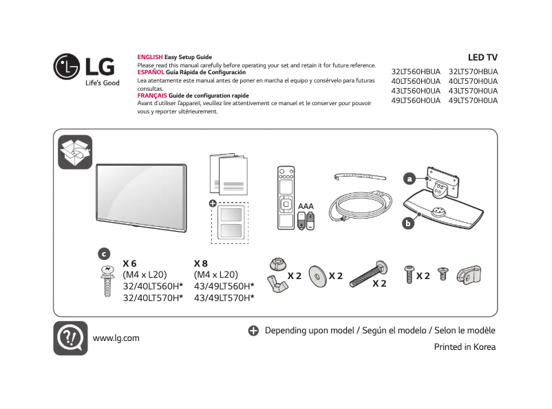 Imagen de la primera página del manual del dispositivo 40LT560H0UA