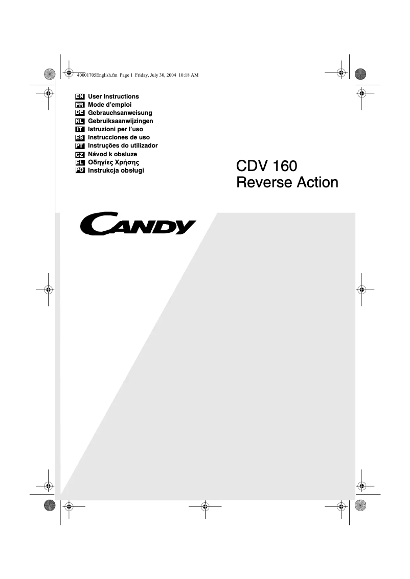 Página 1 del manual Manual de usuario Candy ABCDV160-SY