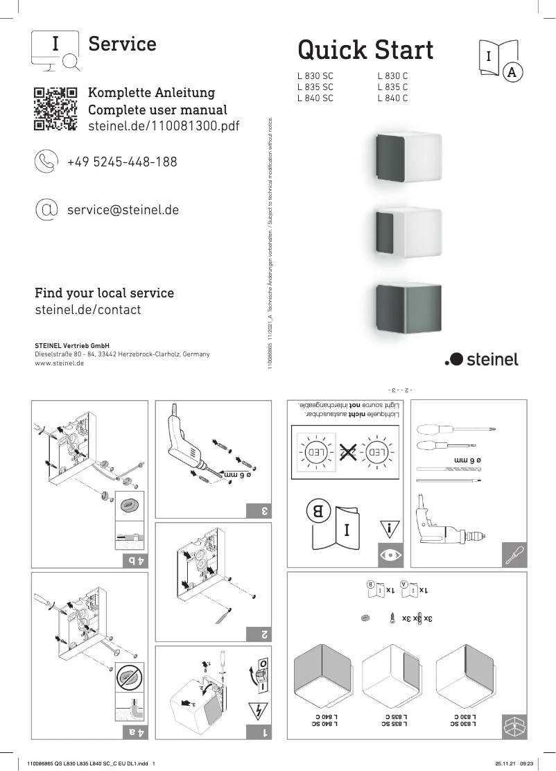 Página 1 del manual Manual de usuario Steinel L 830 C