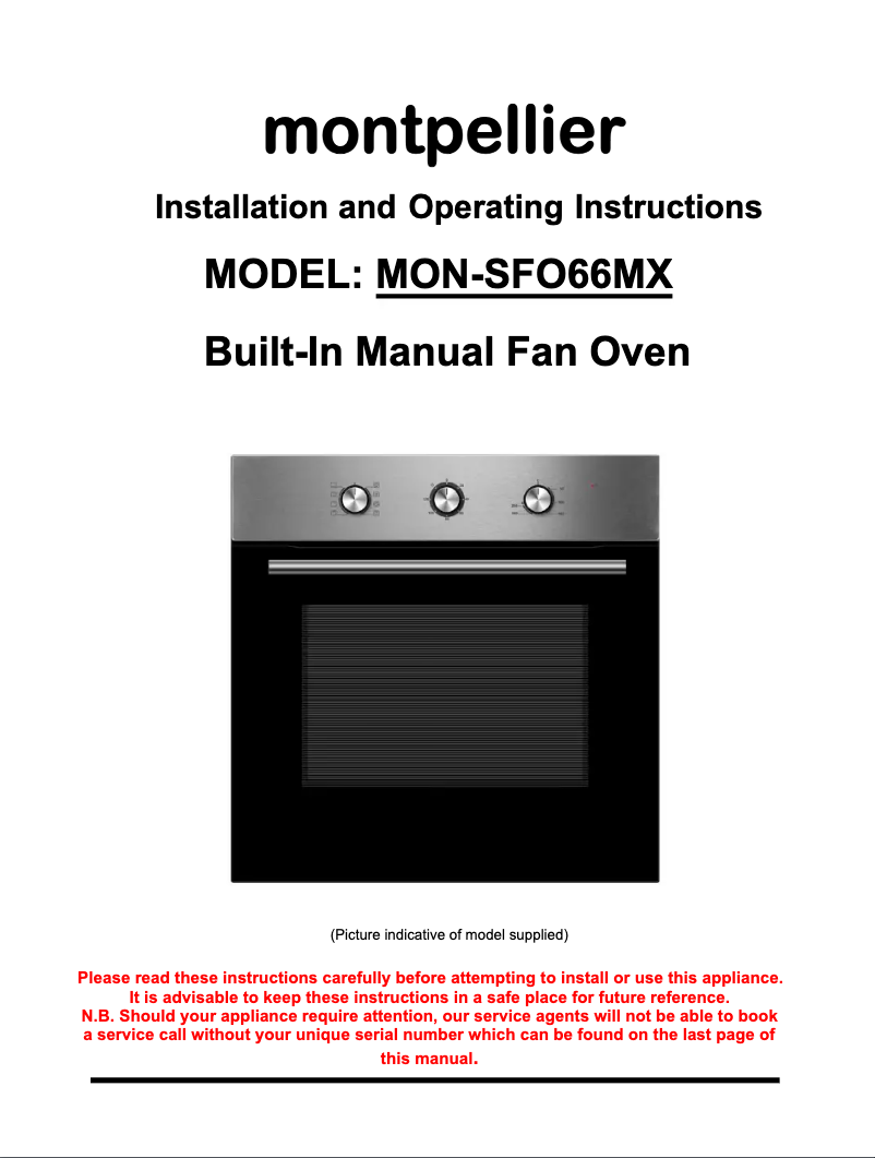 Página 1 del manual Manual de usuario Montpellier SFO66MX