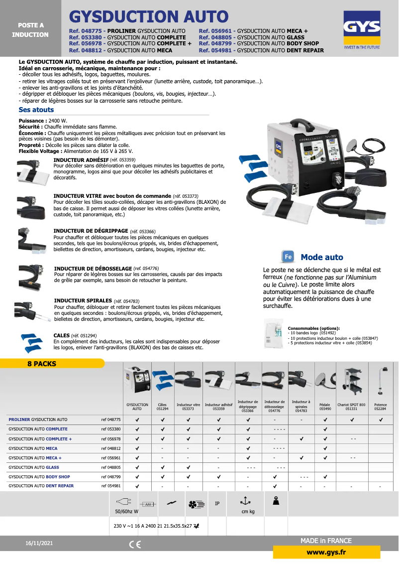 Página nº 1 - Ficha técnica GYS Gysduction Auto Meca +