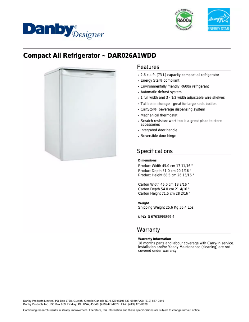 Imagen de la primera página del manual del dispositivo DAR026A1WDD