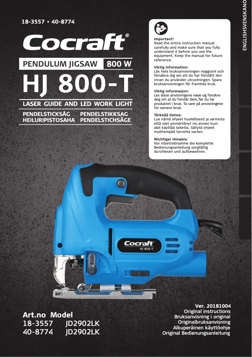 Imagen de la primera página del manual del dispositivo HJ 800-T