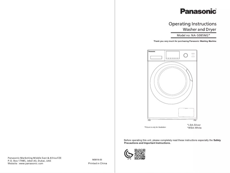 Página 1 del manual Manual de usuario Panasonic NA-S085