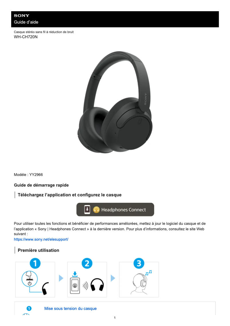 Página nº 1 - Manual de usuario Sony WH-CH720N