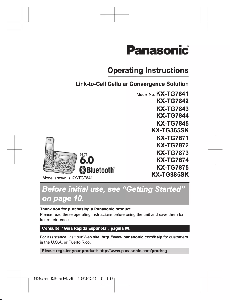 Página 1 del manual Manual de usuario Panasonic KX-TG7844