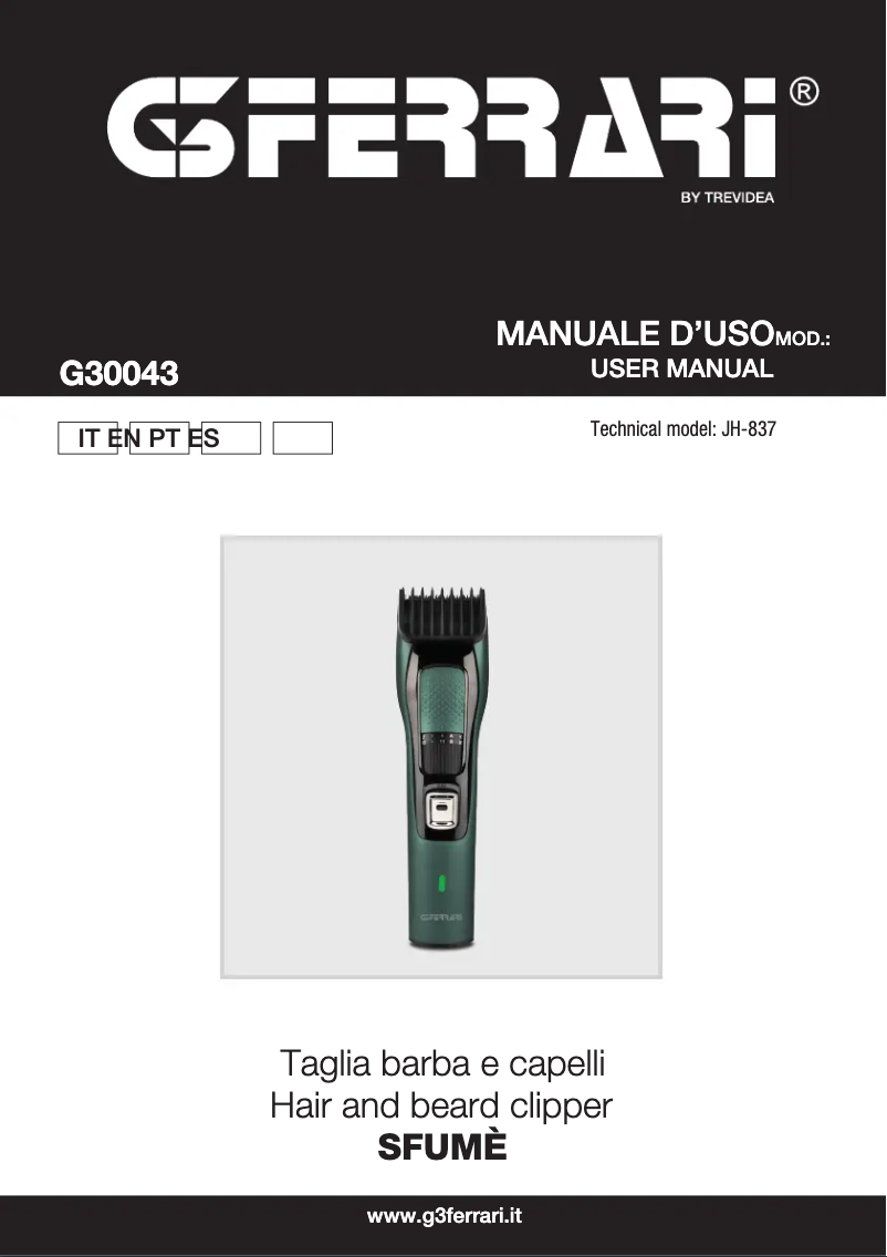 Página nº 1 - Manual de usuario G3 Ferrari Sfumè G30043