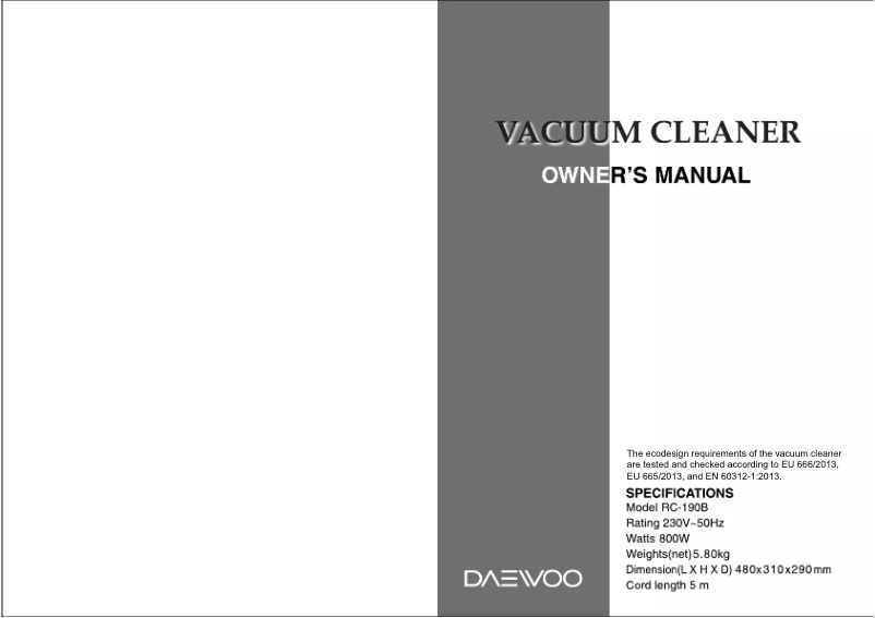 Imagen de la primera página del manual del dispositivo RC-190B