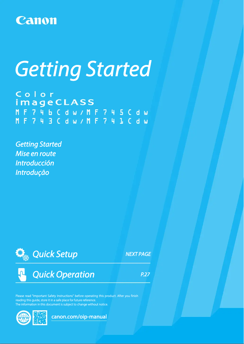 Imagen de la primera página del manual del dispositivo ImageCLASS MF743Cdw
